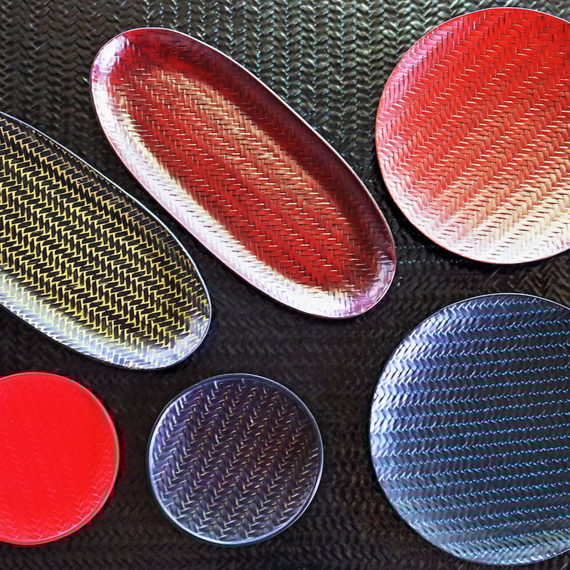 籃胎漆器 丸箸 つや消研ぎ出し仕上げ5膳（5色セット） | 地場産くるめ