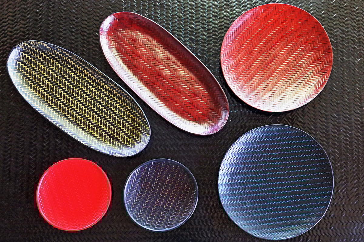 籃胎漆器 丸箸 つや消研ぎ出し仕上げ5膳（5色セット） | 地場産くるめ