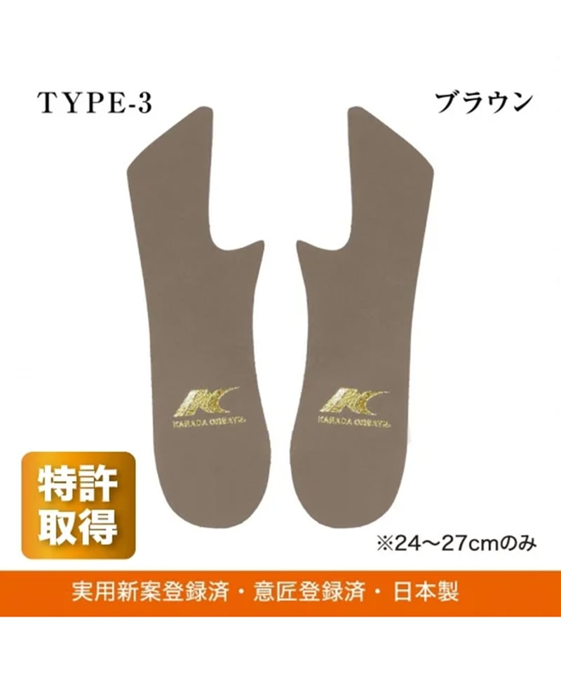 BRAIN SOLE インソール 20-24cm カラダクリエイト　新品未使用 ブレインソール TYPE-3 | からだクリエイト