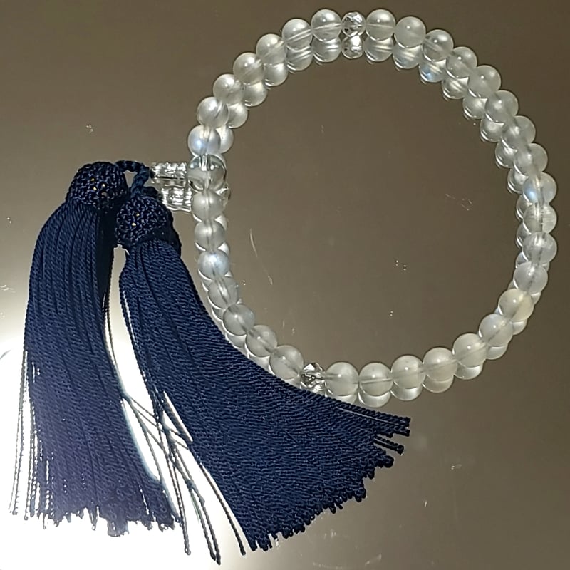 新品 念珠 数珠 女性用 ムーンストーン ブルーシラー 水晶 人絹頭付房 