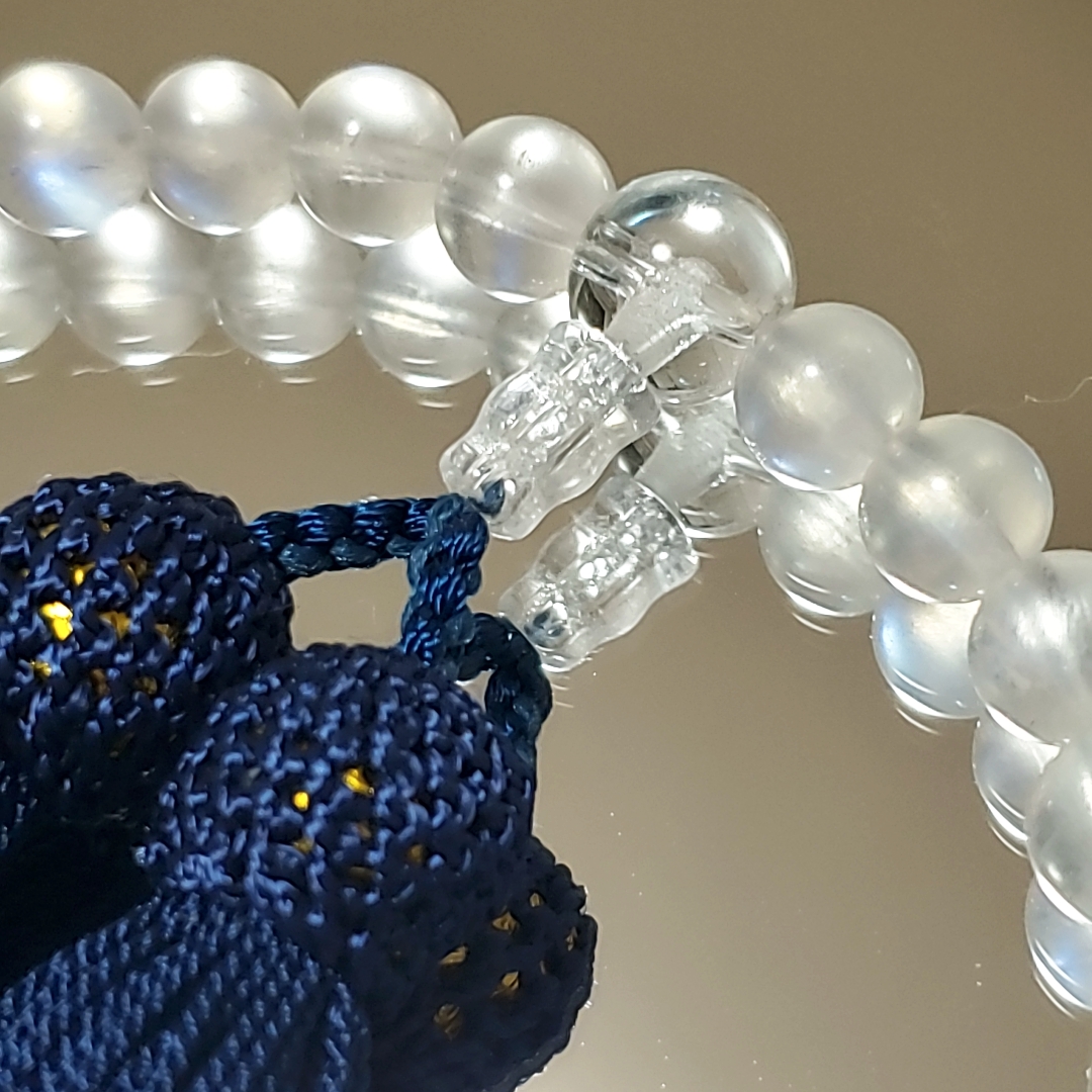 新品 念珠 数珠 女性用 ムーンストーン ブルーシラー 水晶 人絹頭付房 