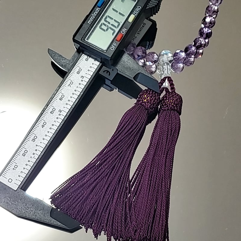 新品 念珠 数珠 女性用 紫水晶 水晶 アメジスト 64面 切子カット人絹頭 