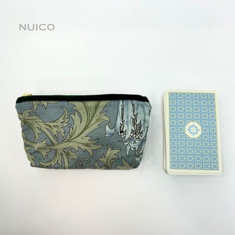 タロットポーチファスナーMサイズ　深緑別珍×アネモネ