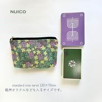 タロットポーチファスナーLサイズ　深緑別珍×ティルダプリント