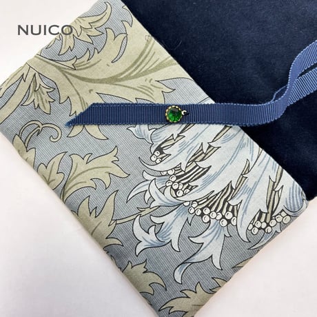 ラップタロットポーチ　濃紺ベルベット×アネモネ