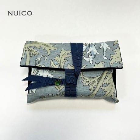 ラップタロットポーチ　濃紺ベルベット×アネモネ