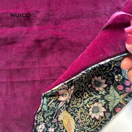 一点もの＊リボンタロットクロス　別珍wine×いちご泥棒