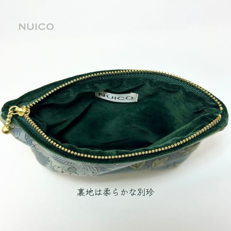 タロットポーチファスナーMサイズ　深緑別珍×アネモネ
