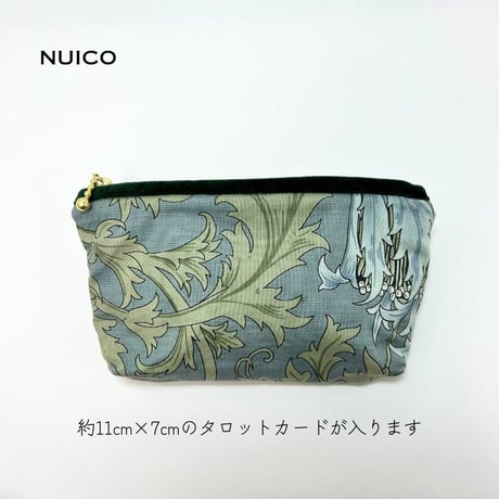 タロットポーチファスナーMサイズ　深緑別珍×アネモネ