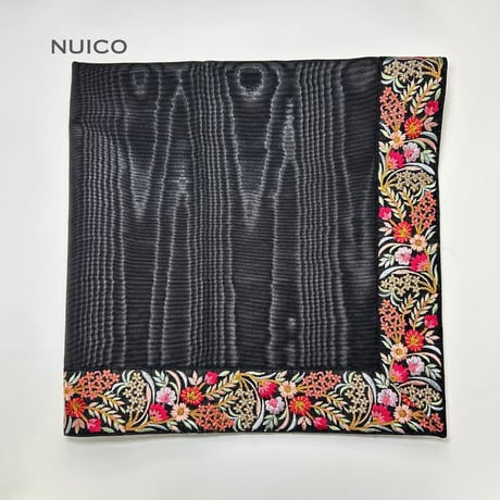 一点もの＊インドリボンタロットクロス　モアレブラック×チェリーブロッサム（紺）