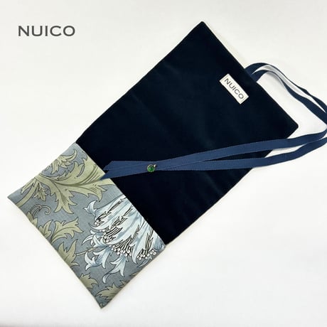 ラップタロットポーチ　濃紺ベルベット×アネモネ