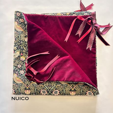 一点もの＊リボンタロットクロス　別珍wine×いちご泥棒