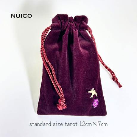 巾着タロットポーチ　別珍wine×いちご泥棒