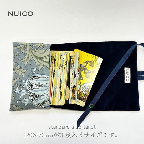 ラップタロットポーチ　濃紺ベルベット×アネモネ
