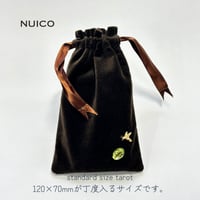 巾着タロットポーチ　こげ茶ベルベット×リバティプリント