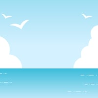 海背景・ビーチ・入道雲イラスト（png+jpg+eps）