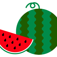 スイカのイラスト素材・丸ごと・カット西瓜・夏の果物（png+jpg+eps）