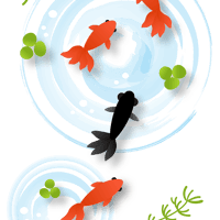 金魚のイラスト素材・波紋・暑中見舞いなど（png+jpg+eps）