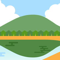 甲山のイラスト素材・北山貯水池・西宮（png+jpg+eps）
