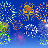 花火のイラスト素材・夏祭り・夏休み・背景（png+jpg+eps）
