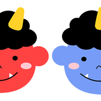 節分イラスト素材・赤鬼・青鬼・かわいい（png+jpg+eps）