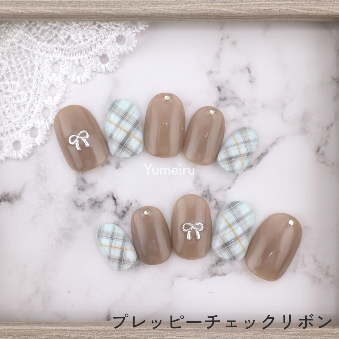 ぷっくりリボン☆確認用です プレッピーチェックリボン | yumeiru