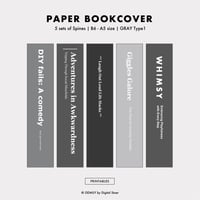 【印刷用】紙のブックカバー(Gray)5セット[A5/B6/四六判]