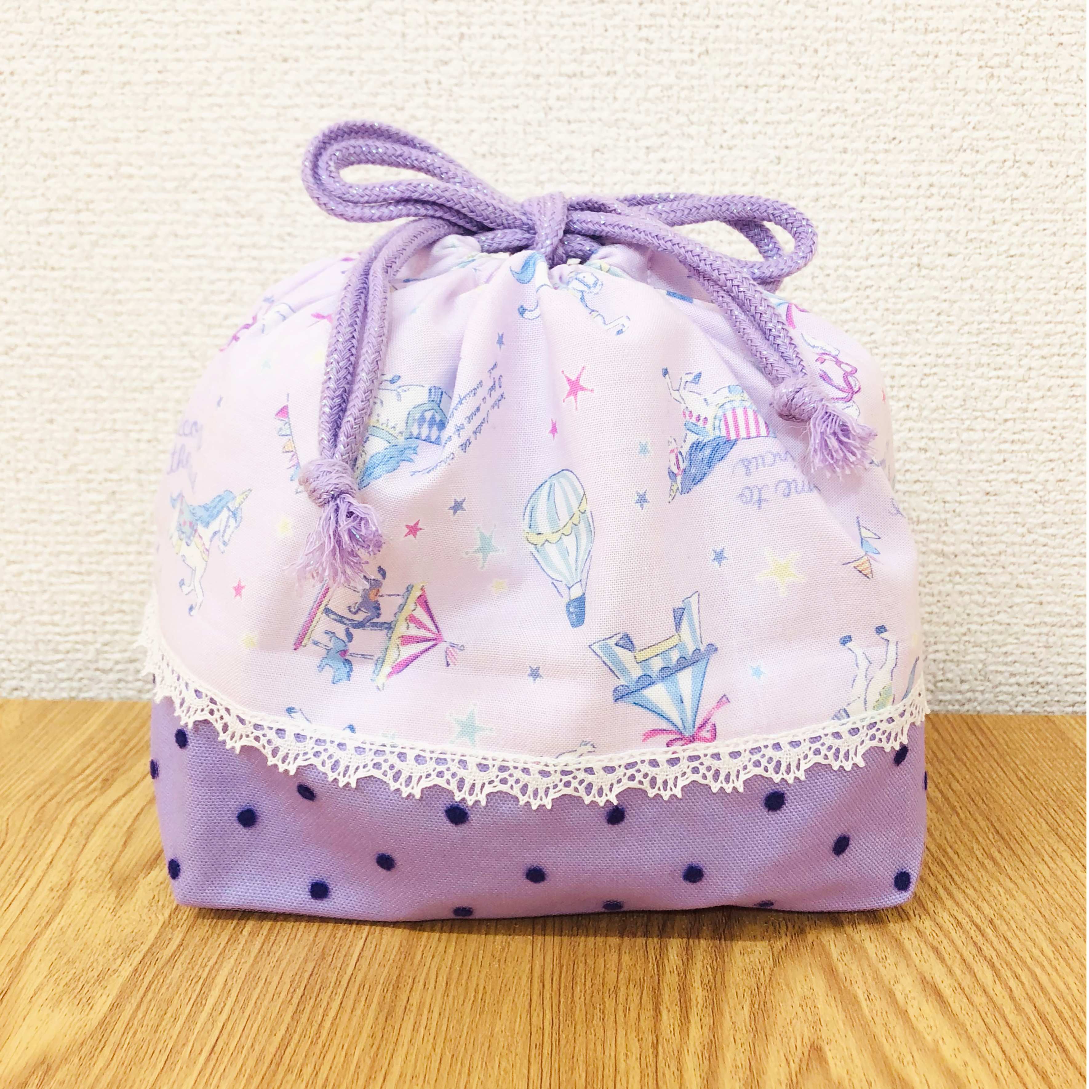 【オーダー品】お弁当袋　ユニコーン　ピンク　ストライプ　ラメ　色違い original