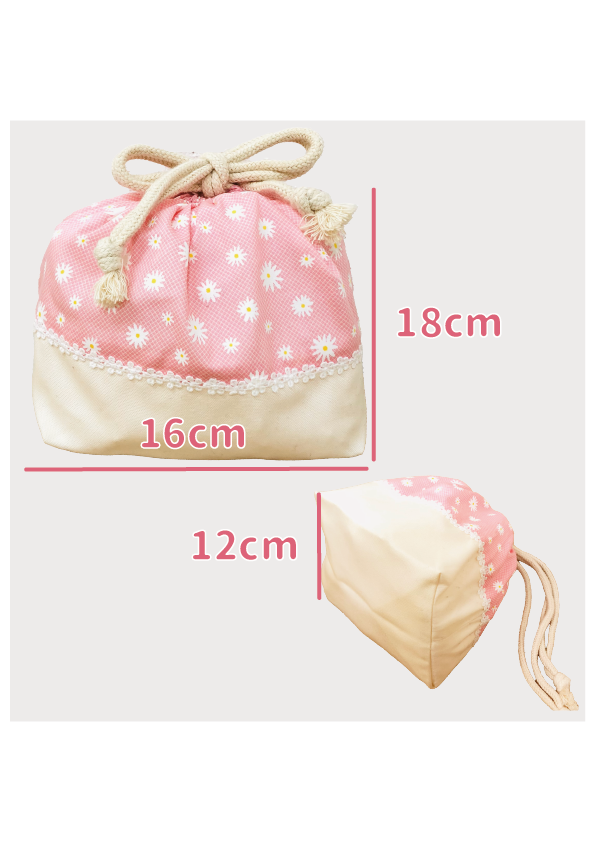 お弁当袋（ふんわりピンクとマーガレット柄） | 株式会社nui