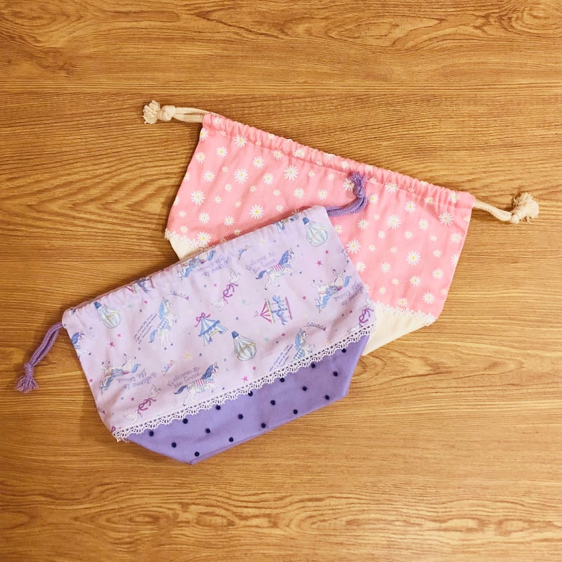 お弁当袋（ふんわりピンクとマーガレット柄） | 株式会社nui