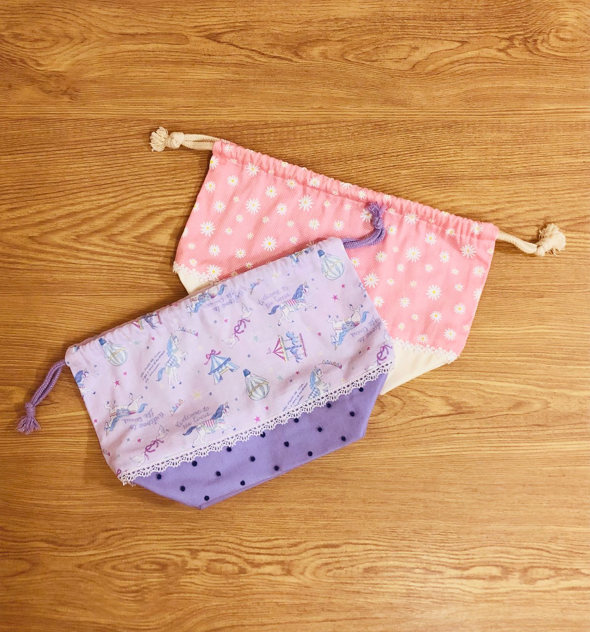 お弁当袋（ふんわりピンクとマーガレット柄） | 株式会社nui