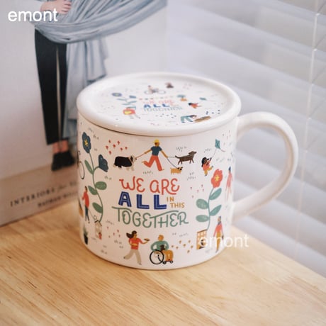 【蓋付き】鮮やか大容量マグカップ  陶器 マグ  カップ コーヒーカップ ティーカップ Mug 420ml 磁器 食器洗浄機対応