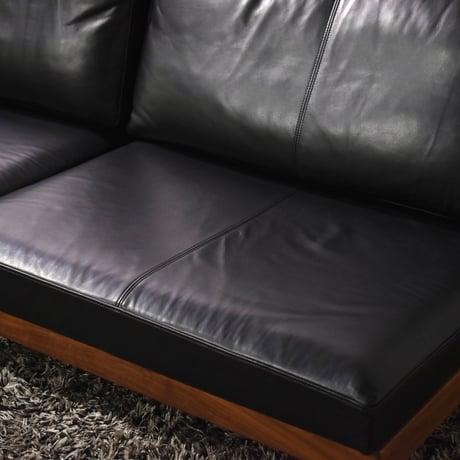デニッシュソファ3シーター180 ナッパレダーブラック WN　背と座ノーマル【マスターウォールアウトレット家具】