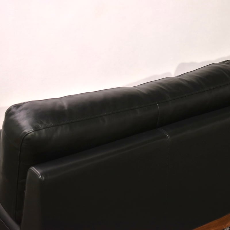 デニッシュソファ3シーター180 ナッパレダーブラック WN 背と座