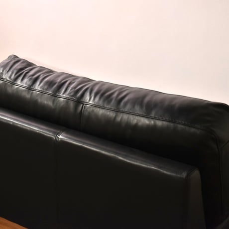 デニッシュソファ3シーター180 ナッパレダーブラック WN　背と座ノーマル【マスターウォールアウトレット家具】