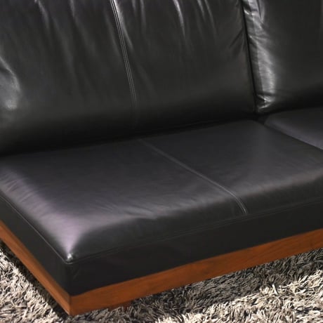 デニッシュソファ3シーター180 ナッパレダーブラック WN　背と座ノーマル【マスターウォールアウトレット家具】