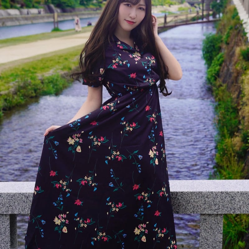 【関税込】ダイアン★スタイルUP コットン ワンピース 花柄 ロングワンピース 花柄 | AGUICHANT