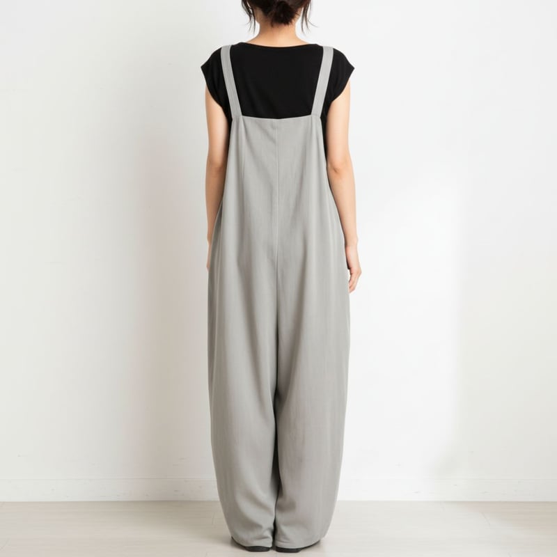 新品　YORT ノースリーブ サロペット オールインワン グレージュ レディース サロペット オールインワン ノースリーブ | AGUICHANT