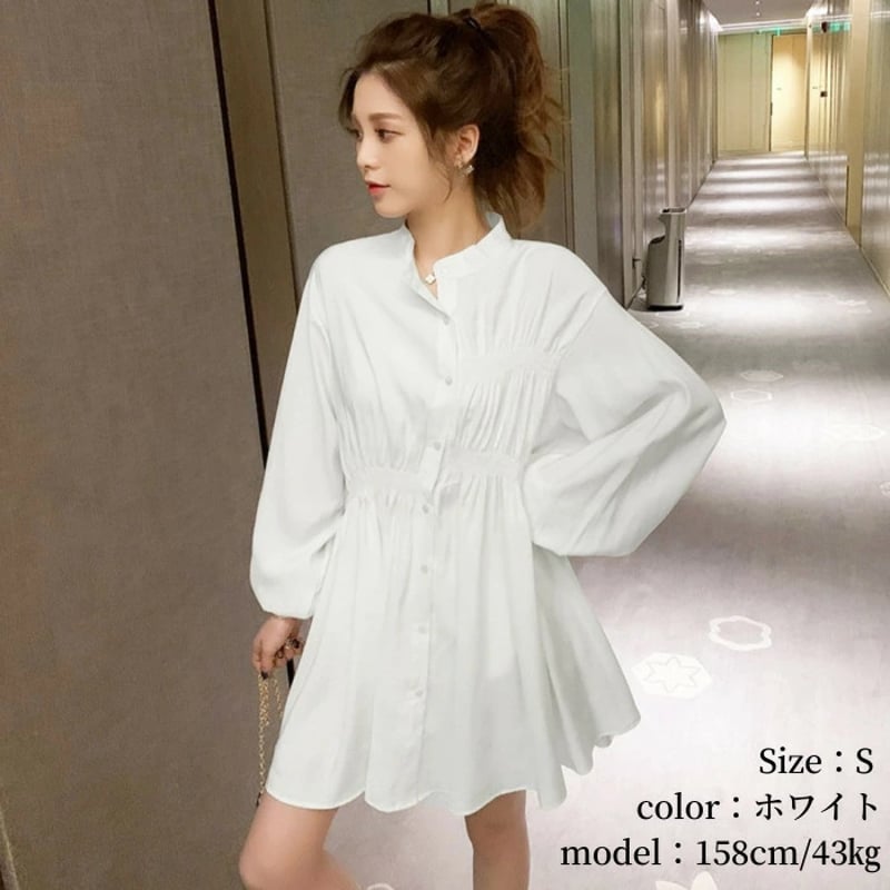 3426【美品】マメクロゴウチ リネンチュニック ミニワンピース 白 S ミニワンピース チュニック | AGUICHANT