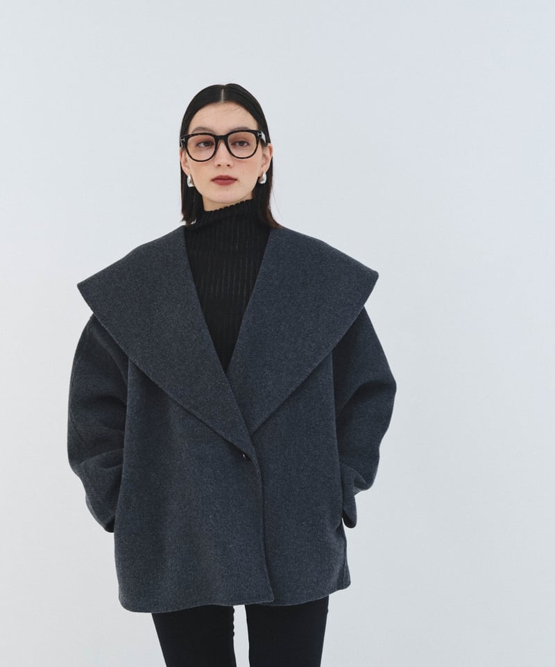 Big collar coat（Charcoal gray） | CLORE+