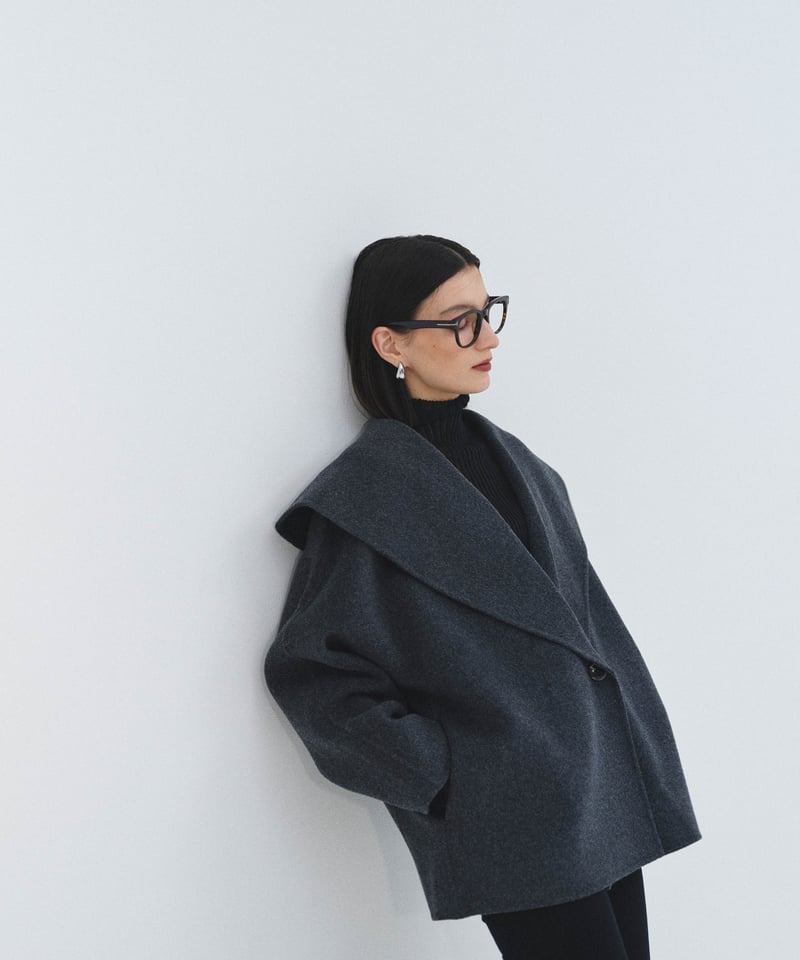 CLORE+ アイボリー ビックカラーコート Big collar coat（Charcoal gray） | CLORE+