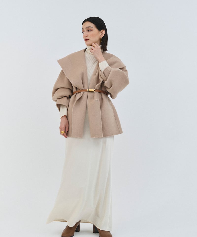 CLORE+ アイボリー ビックカラーコート Big collar coat（Beige） | CLORE+