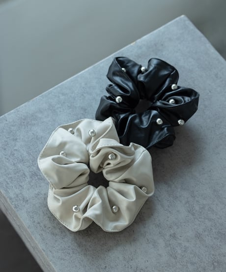 Fake leather dot Chouchou【Ivory】