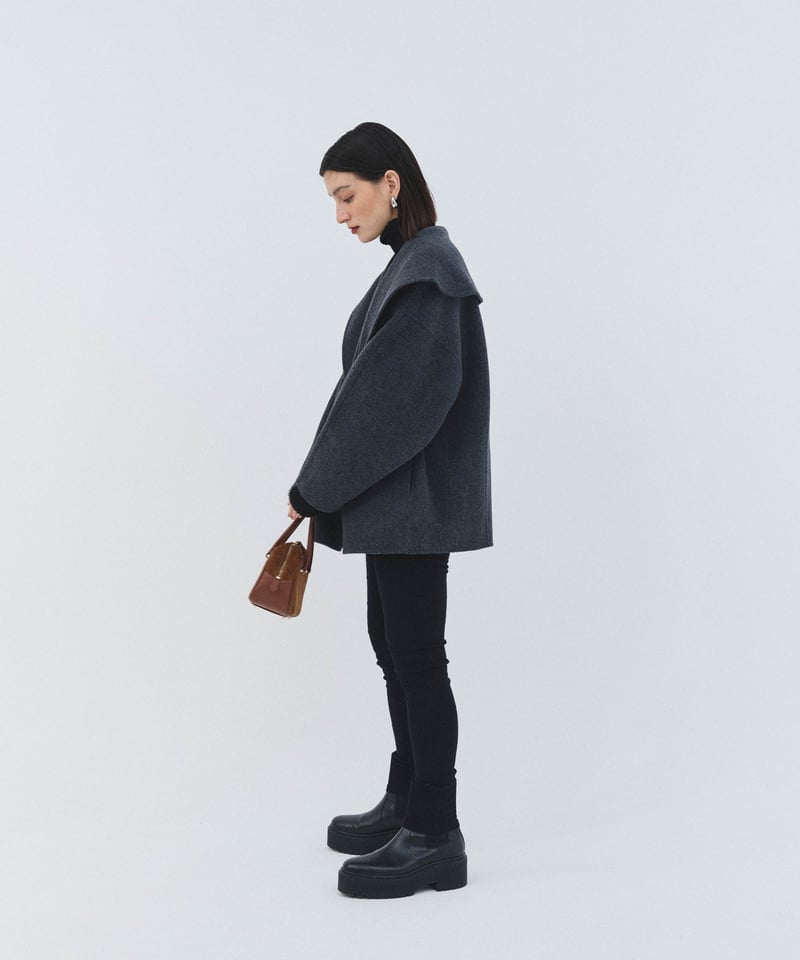 Big collar coat（Charcoal gray） | CLORE+