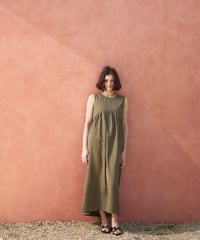 Curve Gathered Sleeveless Dress【Khaki】