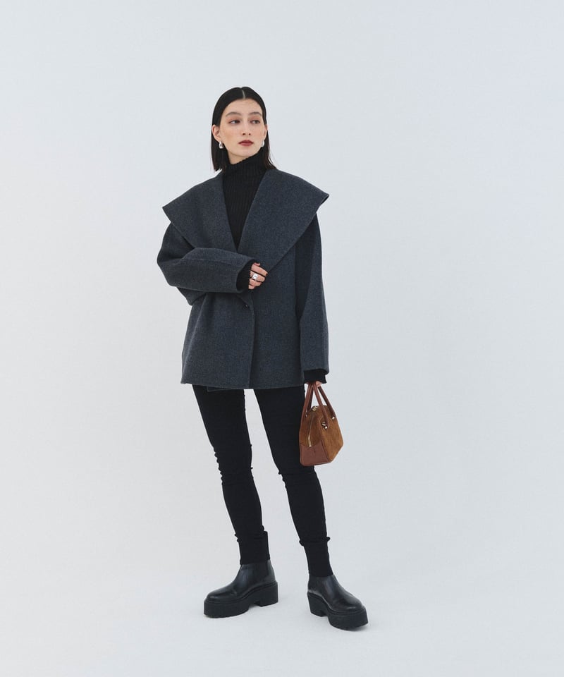 Big collar coat（Charcoal gray） | CLORE+