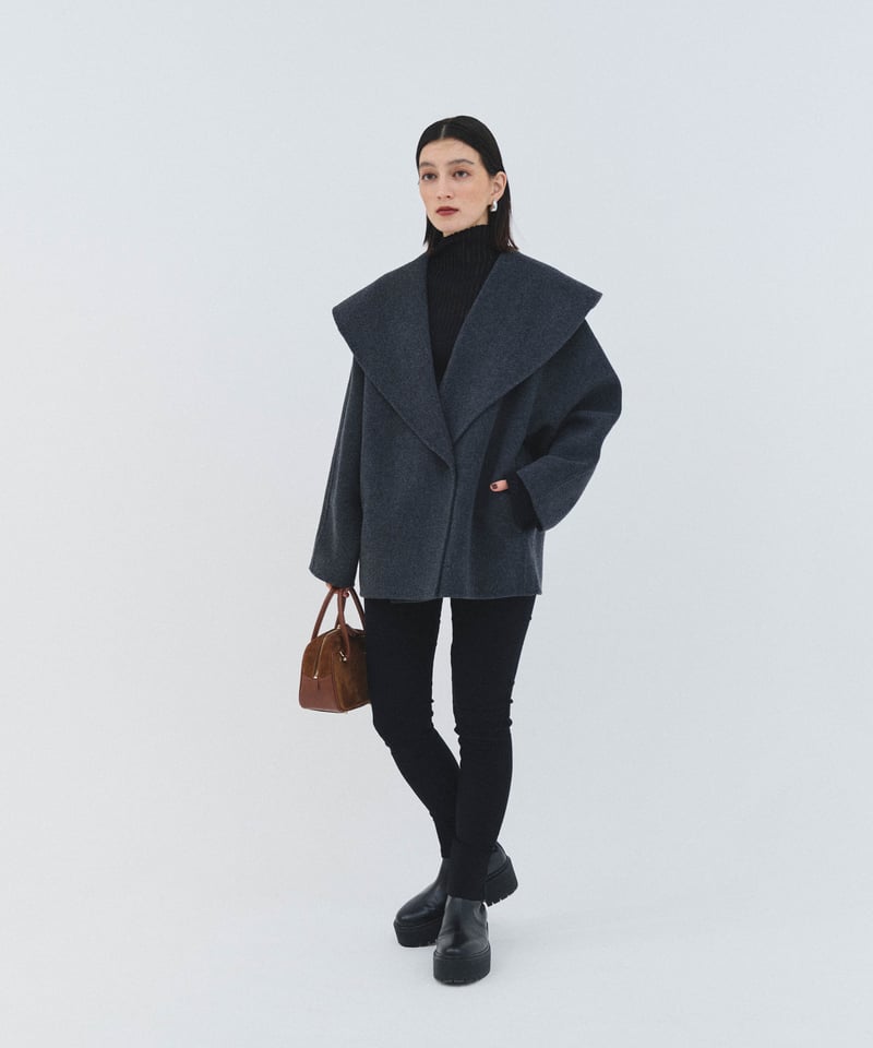 Big collar coat（Charcoal gray） | CLORE+
