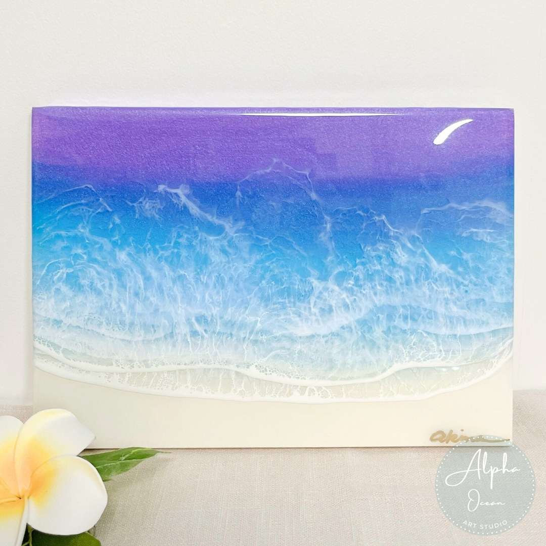 レジンアート　BIGパネル　マジックアワーの海♡ オーシャンアート　海アート 受注制作品】【マジックアワー】木製パネル A4〜A1、ワイドパネル 海