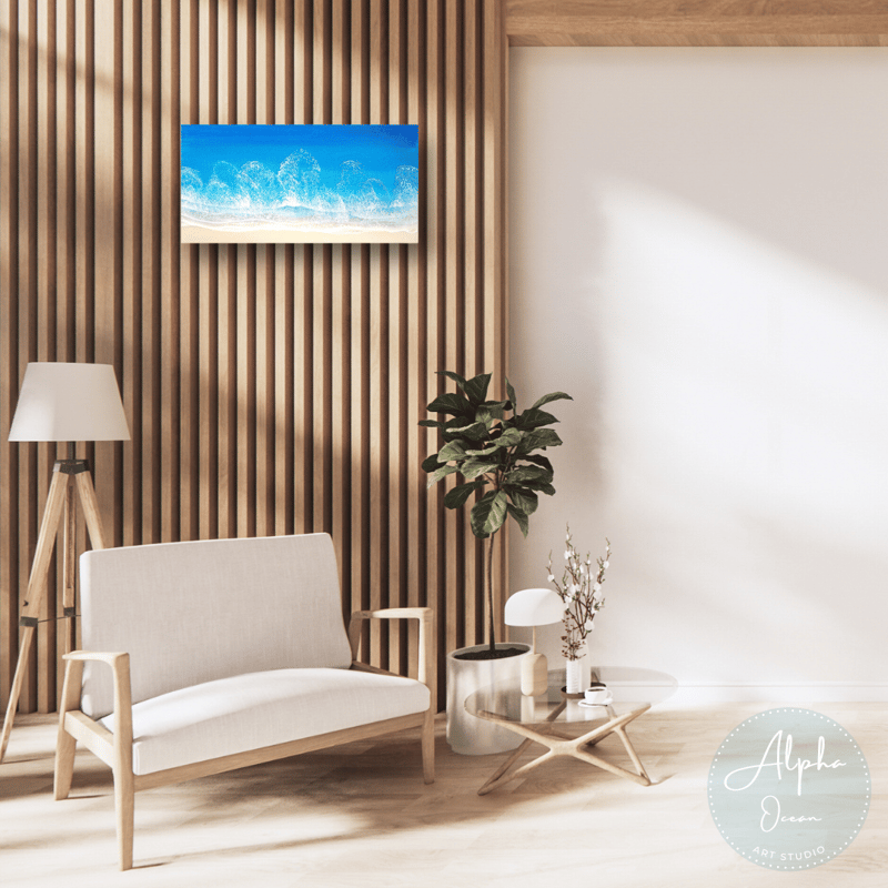 受注制作品】【ワイドサイズ 60cm x 30cm】木製パネル オーシャン