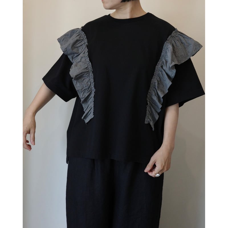 フリル襟Tシャツ　25AW セール】襟フリル Tシャツ（Tシャツ/カットソー）｜chil2